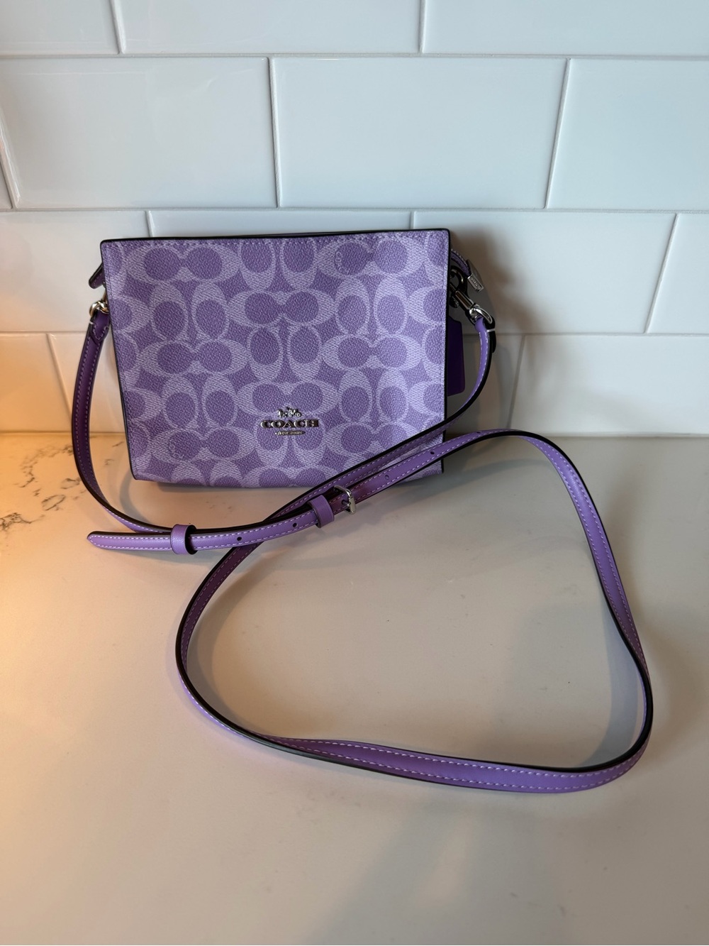 COACH Lilac Signature Slim Crossbody Bag